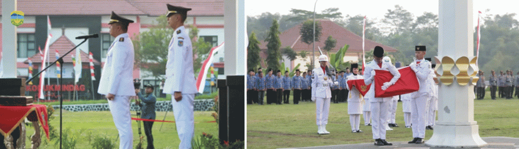 WAKIL BUPATI TASIKMALAYA PIMPIN UPACARA PENURUNAN BENDERA HUT KE-80 RI